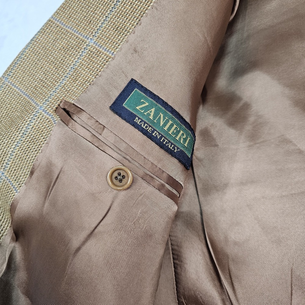 Zanieri Blazer Sport Coat 40L Lanificio Campore 3 Roll 2 Plaid Silk Wool Italy - Picture 9 of 14